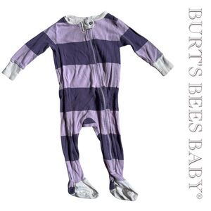 Burt's Bees Baby | Purple Stripe Long Sleeve Footie Pajamas | Size 3-6 Months